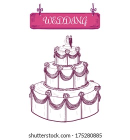 Wedding cake. Hand drawn illustration