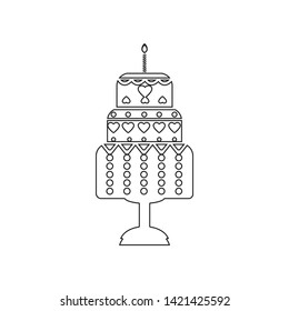 wedding cake with hearts icon. Element of winter for mobile concept and web apps icon. Outline, thin line icon for website design and development, app development