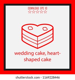 wedding cake, heart-shaped cake vector icon