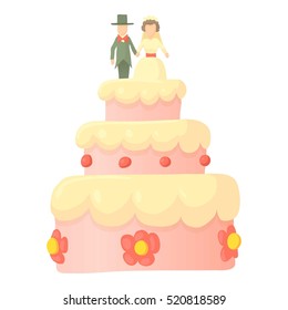 Wedding cake icon. Cartoon illustration of wedding cake vector icon for web