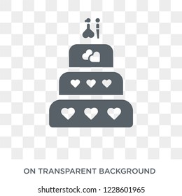 Wedding cake icon. Wedding cake design concept from Wedding and love collection. Simple element vector illustration on transparent background.