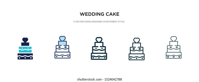 wedding cake icon in different style vector illustration. two colored and black wedding cake vector icons designed in filled, outline, line and stroke style can be used for web, mobile, ui