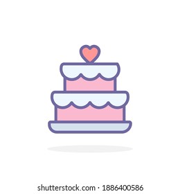 Icono de tarta de bodas en el estilo de contorno relleno. Para tu diseño, logotipo. Ilustración vectorial.