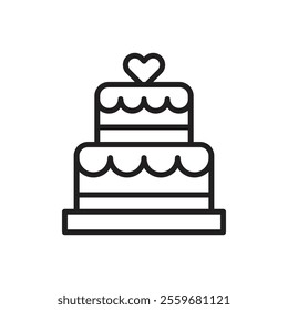 Wedding cake icon Flat art in black and white isolated