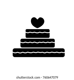 wedding cake icon flat black