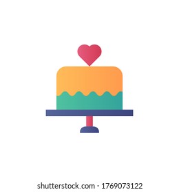 icono de pastel de boda diseño plano ilustración vectorial color completo. aislado en fondo blanco