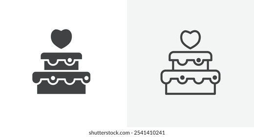 Wedding cake icon flat and simple set design