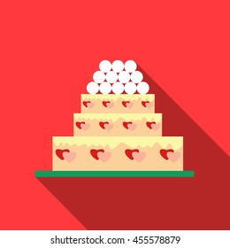 Wedding cake icon in flat style with long shadow. Sweets and pastries symbol