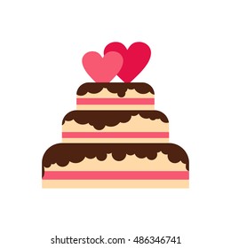 Wedding cake icon in flat style isolated on white background. Food symbol vector illustration