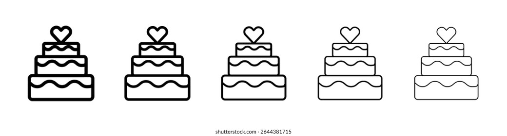 Wedding cake icon graphic set. trendy stroke line style