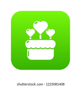 Wedding cake icon green vector isolated on white background