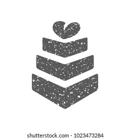 Wedding cake icon in grunge texture. Vintage style vector illustration.