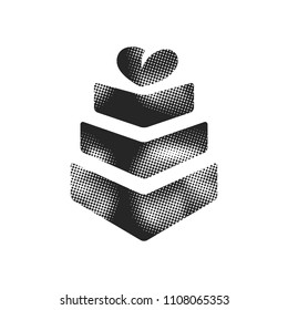 Wedding cake icon in halftone style. Black and white monochrome vector illustration.