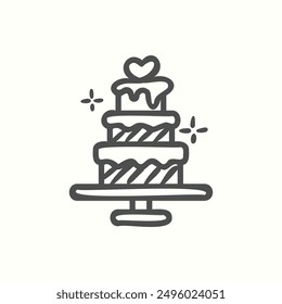 wedding cake icon, isolated handdrawn icon theme bakery