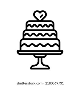 Wedding Cake Icon. Line Art Style Design Isolated On White Background