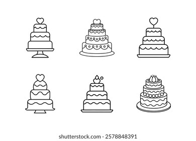 wedding cake icon line art vector illustration