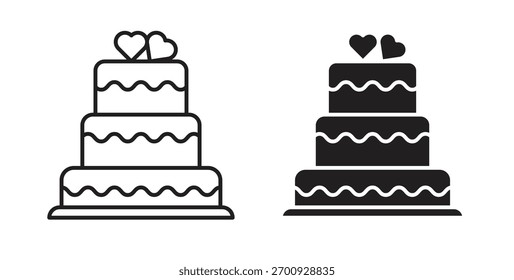 Wedding cake icon line. eps 10 vector illustration