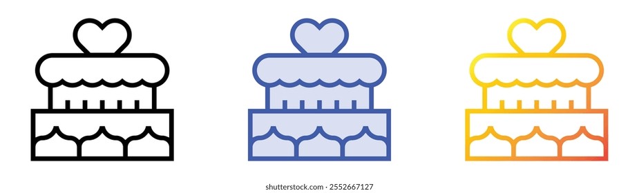 wedding cake icon. Linear, Blue Fill and Gradient Style Design Isolated On White Background