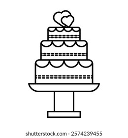 Wedding cake icon linear logo isolated