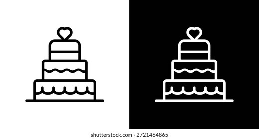 Concepto de logotipo de icono de pastel de Boda en trazos