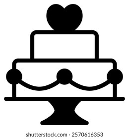 wedding cake icon with mixed style. Suitable for website design, logo, app, UI and etc. Based on the size of the icon in general, so it can be reduced.