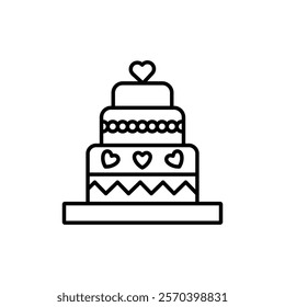 Wedding cake icon Outline thin set