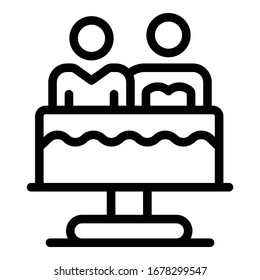 Icono de pastel de bodas. Icono de vector de pastel de bodas de esquema para diseño web aislado en fondo blanco
