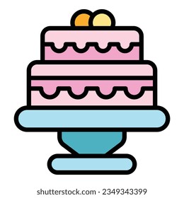 Wedding cake icon outline vector. Event service. Ceremony party color flat