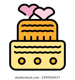 Wedding cake icon outline vector. Event service. Manager ceremony color flat