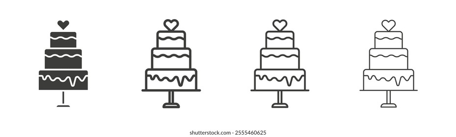 Wedding cake icon pack. vector illustration