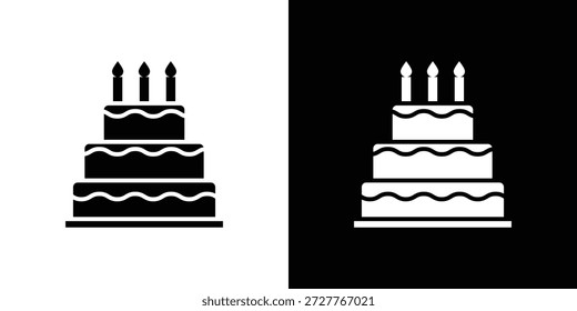 Wedding cake icon set. flat icon collection. flat line silhouette set.