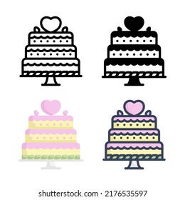 Wedding Cake Icon Set Style Collection