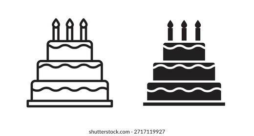 Diseños de Vector de silueta de icono de pastel de Boda. Trazos editables