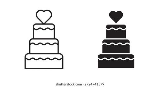 Wedding cake icon simple vectors in black, suitable for projects