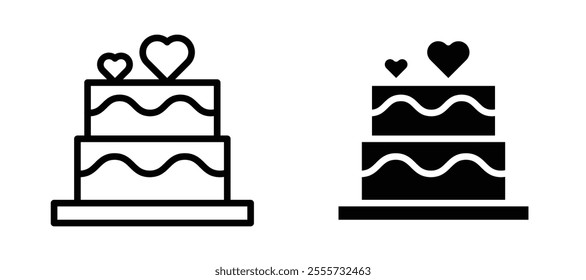 Wedding cake icon symbol collection on white background.