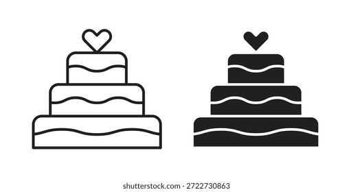 Símbolo del icono de la torta de Boda. Vector EPS 10. icono de línea y glifo