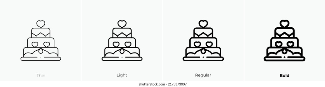 wedding cake icon. Thin, Light Regular And Bold style design isolated on white background