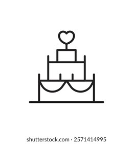 Wedding cake icon Thin line vector