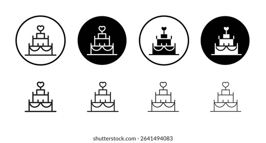 Wedding cake icon Thin line illustration set vector