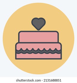 Wedding Cake I Icon in trendy color mate style isolated on soft blue background