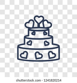 Wedding cake icon. Trendy linear Wedding cake logo concept on transparent background from Birthday party and wedding collection
