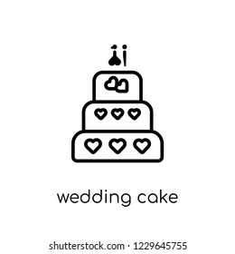 wedding cake icon. Trendy modern flat linear vector wedding cake icon on white background from thin line Wedding and love collection, outline vector illustration