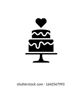 Wedding cake icon vector illustration. cake logo template. flat design style