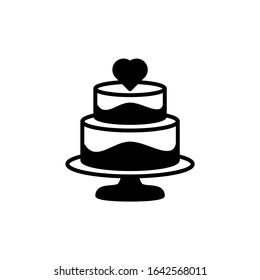Wedding cake icon vector illustration. cake logo template. flat design style