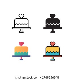 ilustración vectorial de icono de pastel de boda con diseño de estilo diferente. aislado en fondo blanco