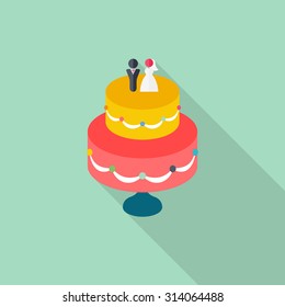 wedding cake icon, vector illustration. Flat design style with long shadow,eps10