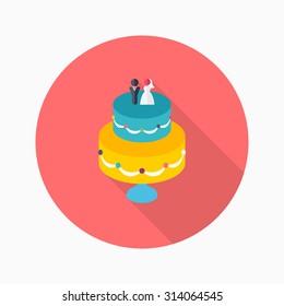 wedding cake icon, vector illustration. Flat design style with long shadow,eps10
