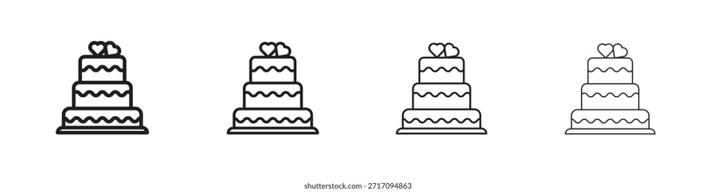 Icono de pastel de Boda. Vector de pictogramas aislados.