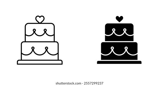 Wedding cake Icon vector. liner and flat style icons set.