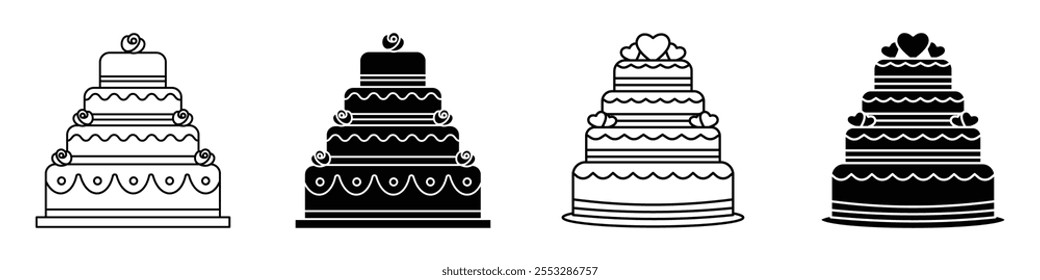 Wedding cake icon vector set. EPS10